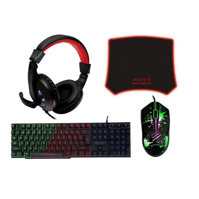 AOAS AS-1066 4in1 Gaming Keyboard Set with RGB lighting & Mouse
