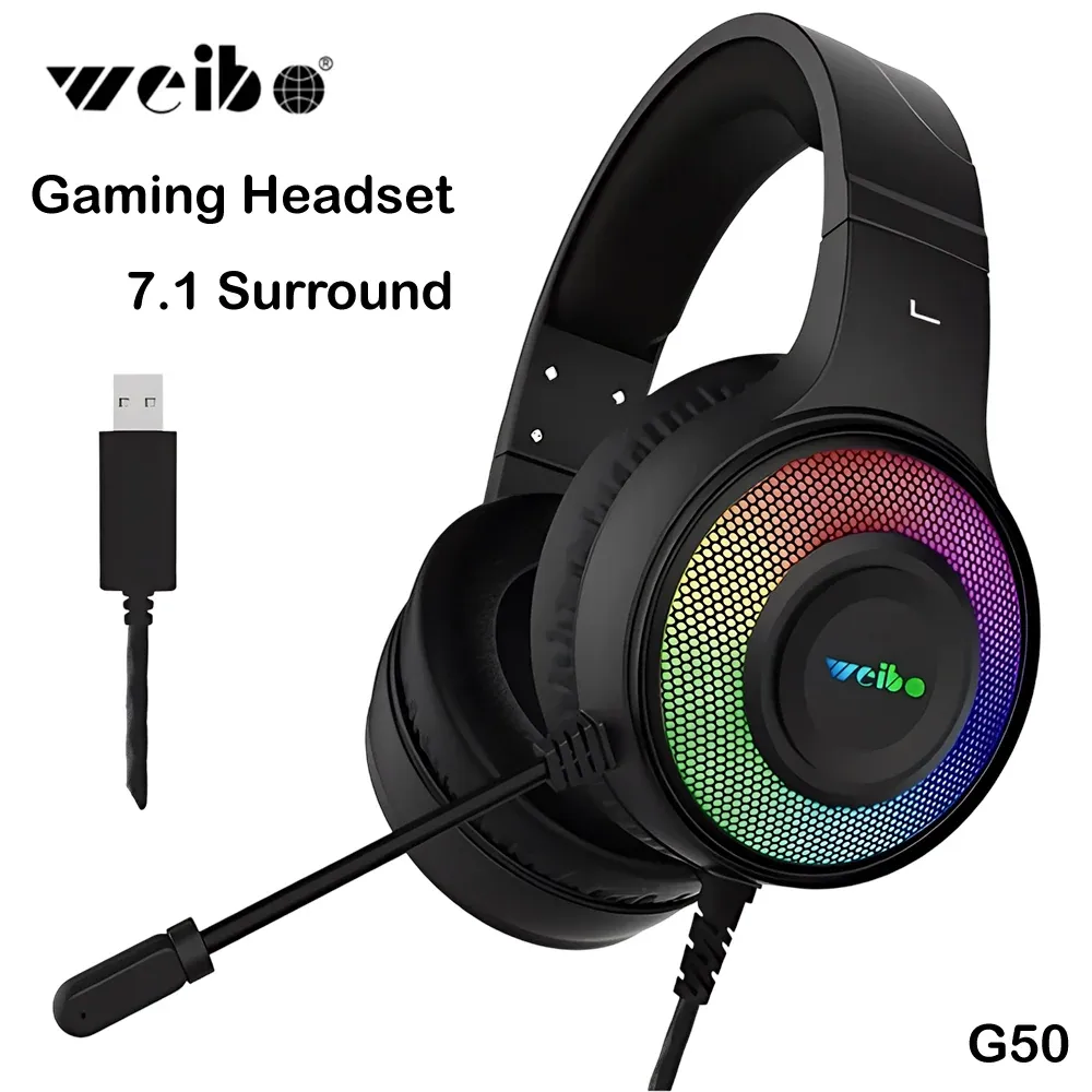 Weibo G50, 7.1 Surround RGB Gaming Headset