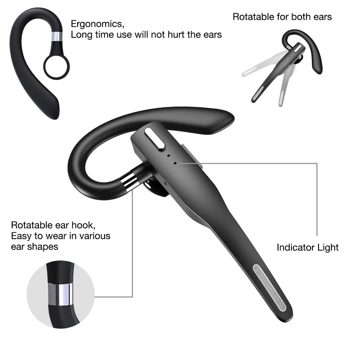 YYK‑525 Business Headset, Wireless Over Ear Earphones