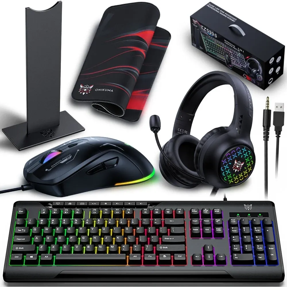 Onikuma TZ5006 5 in 1 Wired Gaming Keyboard and Mouse Combo
